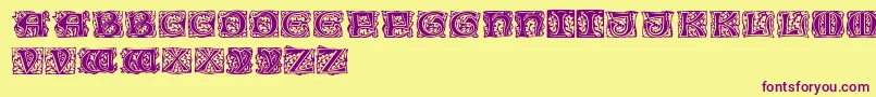 Cobleightitlingcaps Font – Purple Fonts on Yellow Background