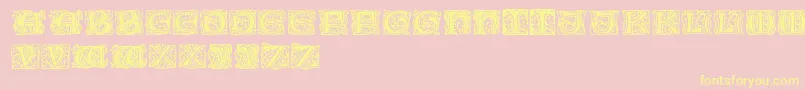 Cobleightitlingcaps-Schriftart – Gelbe Schriften auf rosa Hintergrund