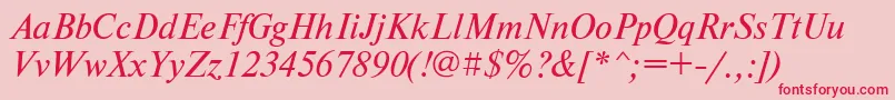 NewtontttItalic Font – Red Fonts on Pink Background