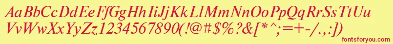 NewtontttItalic Font – Red Fonts on Yellow Background