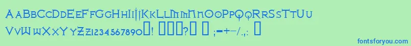 Шрифт IronLeagueSmallcaps – синие шрифты на зелёном фоне