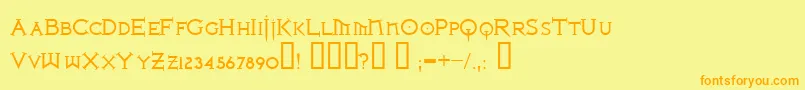 IronLeagueSmallcaps Font – Orange Fonts on Yellow Background