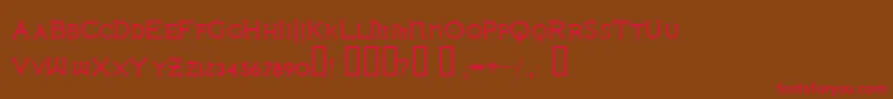 フォントIronLeagueSmallcaps – 赤い文字が茶色の背景にあります。