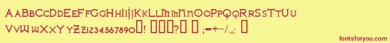 IronLeagueSmallcaps Font – Red Fonts on Yellow Background