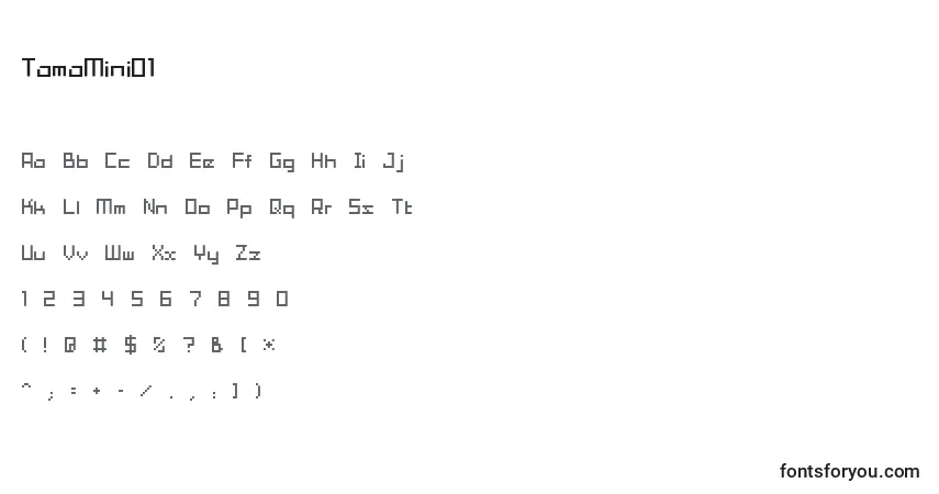 Schriftart TamaMini01 – Alphabet, Zahlen, spezielle Symbole