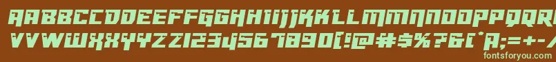 フォントDangerbotexpand – 緑色の文字が茶色の背景にあります。
