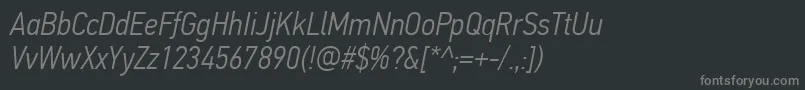 Czcionka PfdintextcondproLightitalic – szare czcionki na czarnym tle