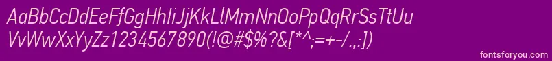 PfdintextcondproLightitalic Font – Pink Fonts on Purple Background