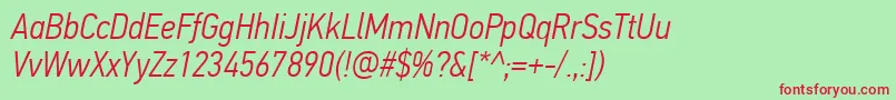 PfdintextcondproLightitalic Font – Red Fonts on Green Background