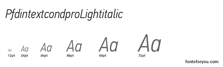 PfdintextcondproLightitalic-fontin koot