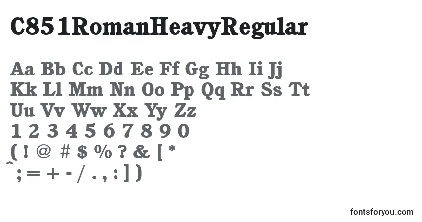 Czcionka C851RomanHeavyRegular – alfabet, cyfry, specjalne znaki
