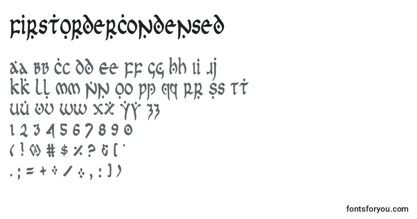 Czcionka FirstOrderCondensed – alfabet, cyfry, specjalne znaki