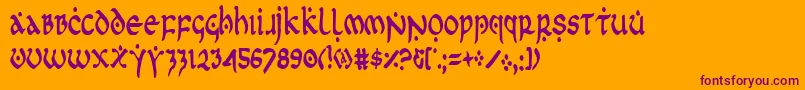FirstOrderCondensed-fontti – violetit fontit oranssilla taustalla