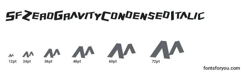 SfZeroGravityCondensedItalic Font Sizes