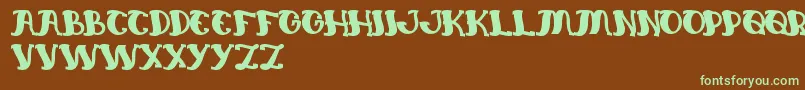 フォントEverlastingSong – 緑色の文字が茶色の背景にあります。