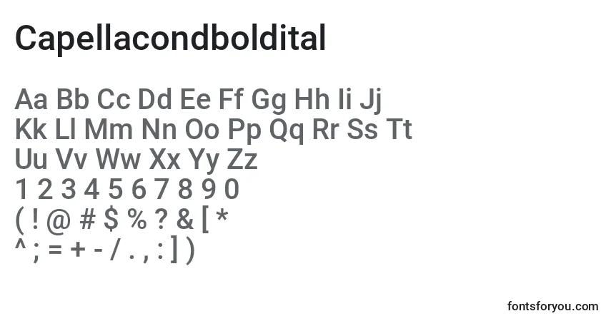 A fonte Capellacondboldital – alfabeto, números, caracteres especiais