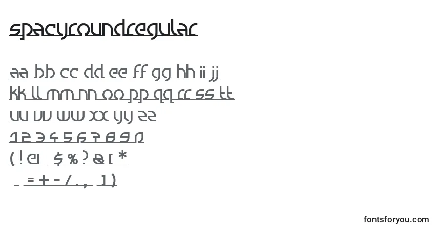 Czcionka SpacyroundRegular – alfabet, cyfry, specjalne znaki