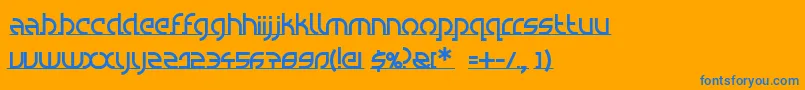 SpacyroundRegular-Schriftart – Blaue Schriften auf orangefarbenem Hintergrund