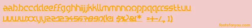 フォントSpacyroundRegular – オレンジの文字がピンクの背景にあります。