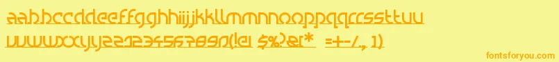 フォントSpacyroundRegular – オレンジの文字が黄色の背景にあります。