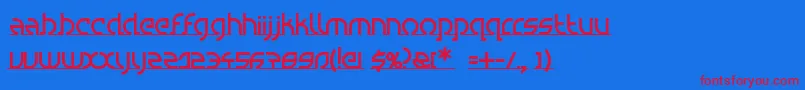 SpacyroundRegular-Schriftart – Rote Schriften auf blauem Hintergrund
