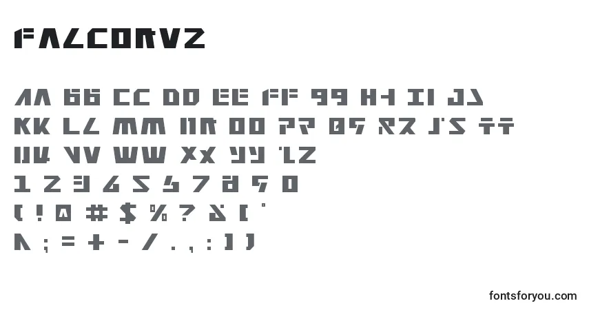 Czcionka Falconv2 – alfabet, cyfry, specjalne znaki