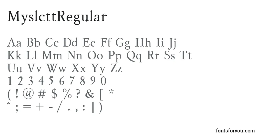 Шрифт MyslcttRegular – алфавит, цифры, специальные символы