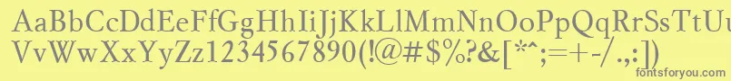 MyslcttRegular-fontti – harmaat kirjasimet keltaisella taustalla