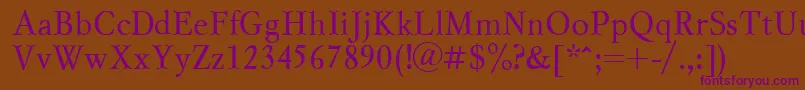 Czcionka MyslcttRegular – fioletowe czcionki na brązowym tle