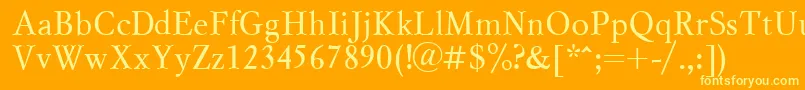 フォントMyslcttRegular – オレンジの背景に黄色の文字