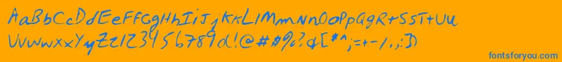 Lehn027 Font – Blue Fonts on Orange Background