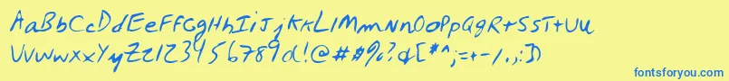 Lehn027 Font – Blue Fonts on Yellow Background