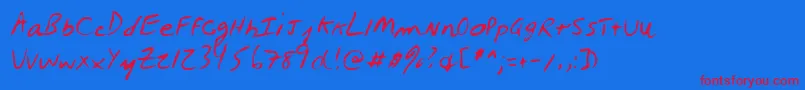 Lehn027-Schriftart – Rote Schriften auf blauem Hintergrund