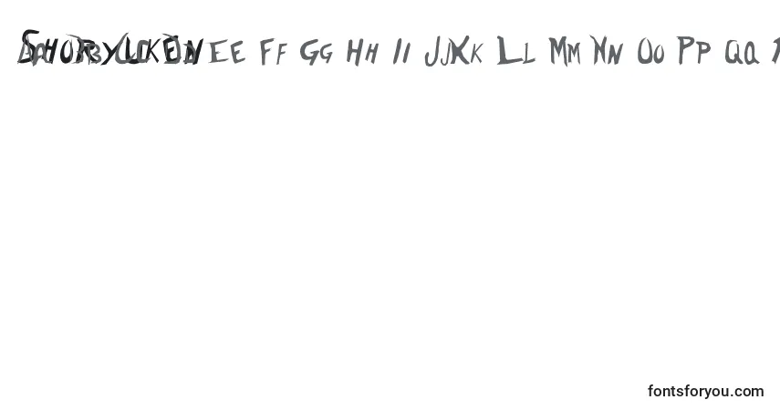 Шрифт Shoryuken – алфавит, цифры, специальные символы