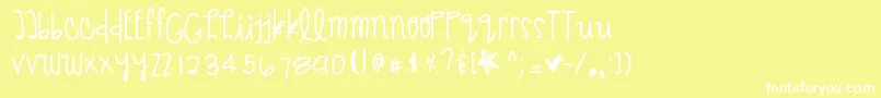 Givemebackthenights-Schriftart – Weiße Schriften auf gelbem Hintergrund