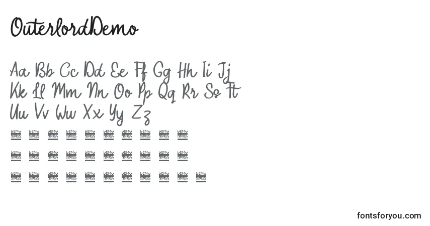 Czcionka OuterlordDemo – alfabet, cyfry, specjalne znaki