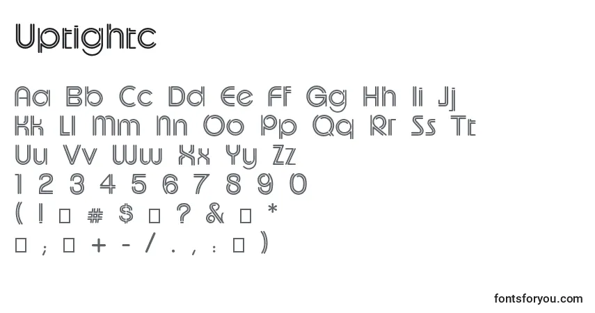 A fonte Uptightc – alfabeto, números, caracteres especiais
