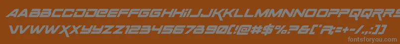 Spacerangersuperital-fontti – harmaat kirjasimet ruskealla taustalla