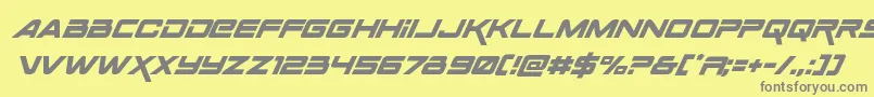 Spacerangersuperital-Schriftart – Graue Schriften auf gelbem Hintergrund