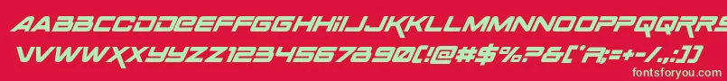 Spacerangersuperital Font – Green Fonts on Red Background