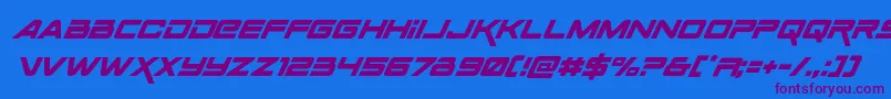 Spacerangersuperital Font – Purple Fonts on Blue Background