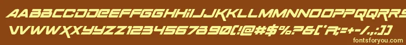 Spacerangersuperital Font – Yellow Fonts on Brown Background