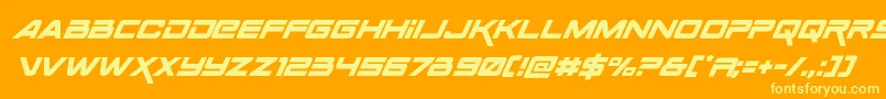 Spacerangersuperital Font – Yellow Fonts on Orange Background