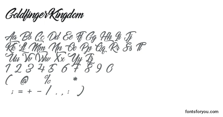 Czcionka GoldfingerKingdom – alfabet, cyfry, specjalne znaki