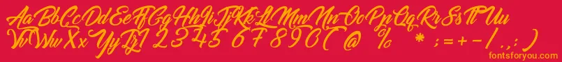 GoldfingerKingdom Font – Orange Fonts on Red Background