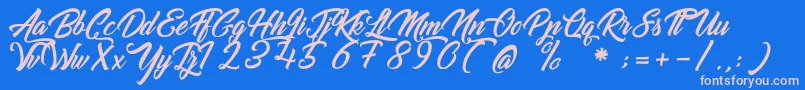 GoldfingerKingdom Font – Pink Fonts on Blue Background