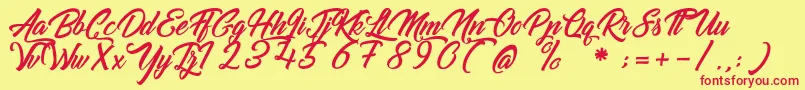 GoldfingerKingdom Font – Red Fonts on Yellow Background
