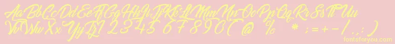 GoldfingerKingdom Font – Yellow Fonts on Pink Background