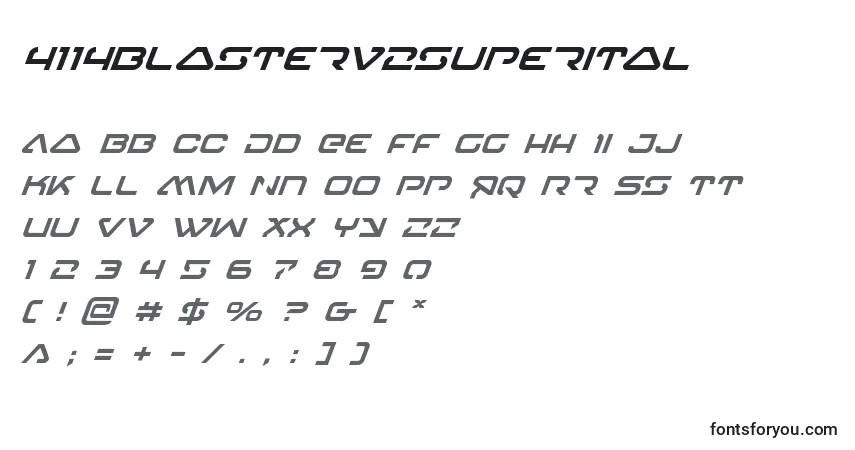 Schriftart 4114blasterv2superital – Alphabet, Zahlen, spezielle Symbole
