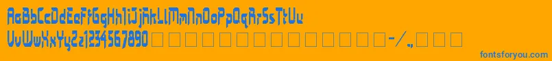 Bimasakti-Schriftart – Blaue Schriften auf orangefarbenem Hintergrund